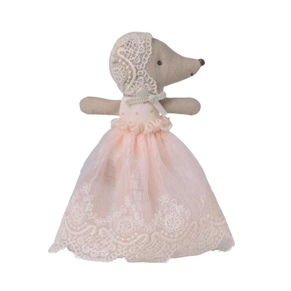 Maileg Baby Mouse in Gown Powder 1 Maileg Baby Mouse in Gown Powder