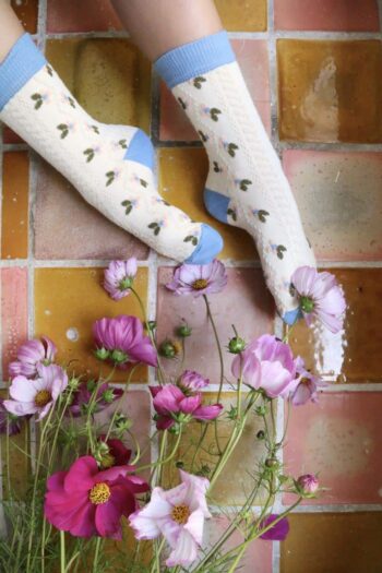 Bonjour Diary Farandole Flower Socks Blue