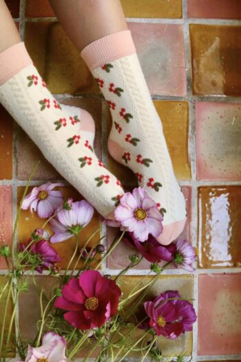 Bonjour Diary Farandole Flower Socks Pink