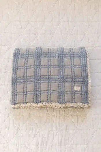 New Grain French Plaid Twin Blanket Bluebell