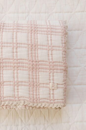 New Grain French Plaid Twin Blanket Petal