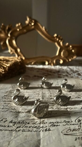 French Swan Place Card Holder Set of 6
