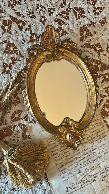 French Vintage Petite Oval Giltwood Mirror