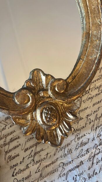 French Vintage Petite Oval Giltwood Mirror