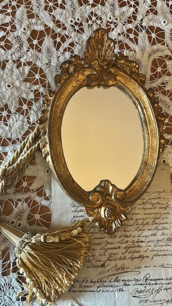 French Vintage Petite Oval Giltwood Mirror
