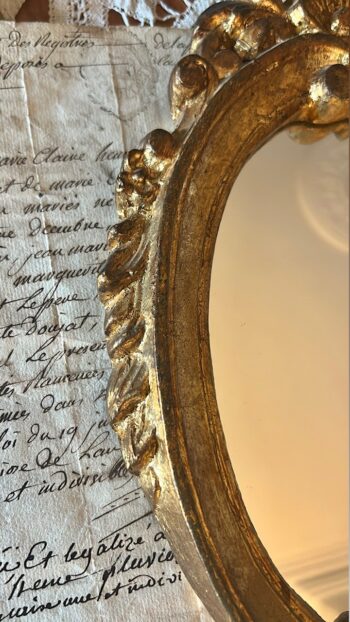 French Vintage Petite Oval Giltwood Mirror