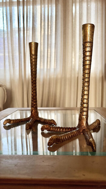 Bird Foot Candelabra Gold Metal
