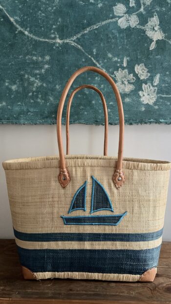 French Market Basket with Sailing Boat