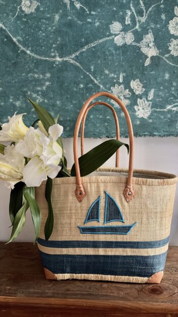 French Market Basket with Sailing Boat