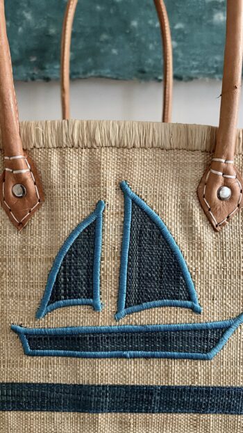 French Market Basket with Sailing Boat