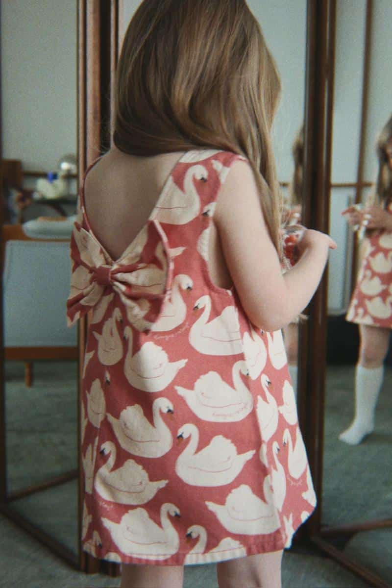 Konges Slojd Magot Bow Dress Swan Rose 2 Konges Slojd Magot Bow Dress Swan Rose
