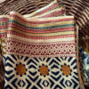 Large French Market Scarf - Sarong Navy and Saffron
