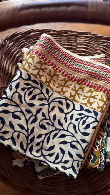 Large French Market Scarf - Sarong Navy and Mustard
