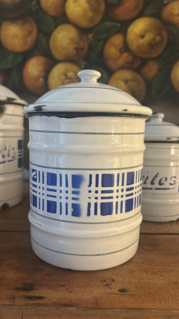 Vintage Belgian C.N.E.B. Enamel Kitchen Canisters