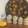 Vintage Belgian C.N.E.B. Enamel Kitchen Canisters