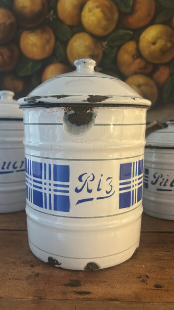 Vintage Belgian C.N.E.B. Enamel Kitchen Canisters