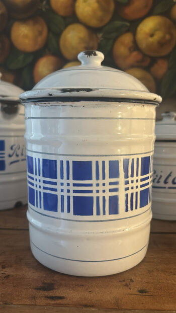 Vintage Belgian C.N.E.B. Enamel Kitchen Canisters