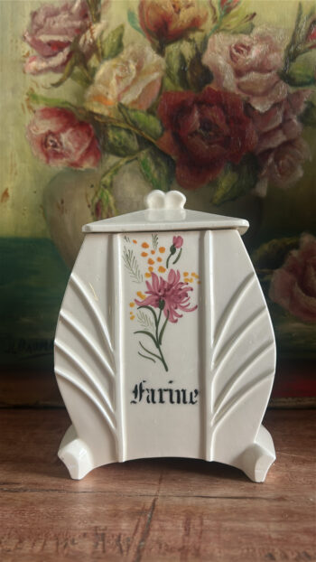 Vintage French Art Deco Faience Kitchen Canister Set (1)