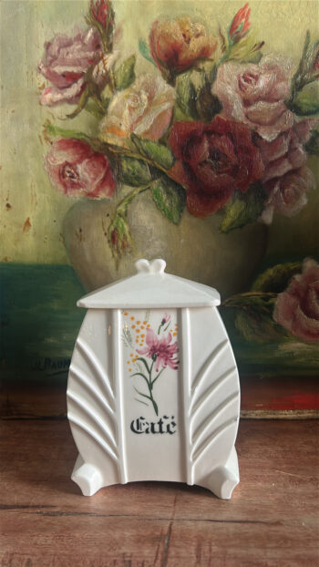 Vintage French Art Deco Faience Kitchen Canister Set (1)