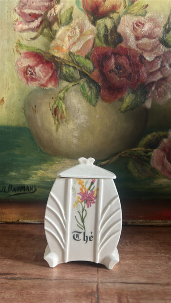 Vintage French Art Deco Faience Kitchen Canister Set (1)