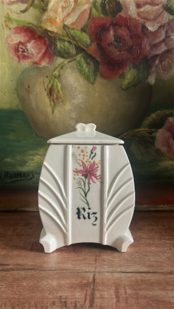 Vintage French Art Deco Faience Kitchen Canister Set (7)
