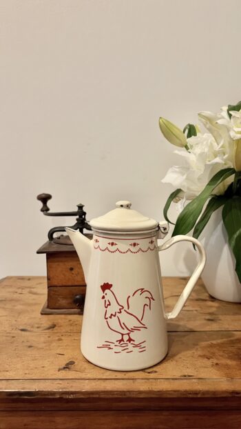 Vintage French Coffee Pot with Hen Motif