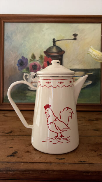 Alternative view of Vintage French Enamelware Rooster Coffee Pot – Le Coq