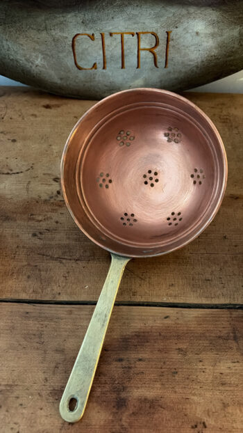 Vintage French Copper Strainers with Brass Handles – Set of Three