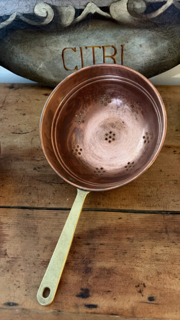Vintage French Copper Strainers with Brass Handles – Set of Three