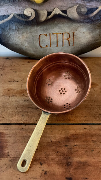 Vintage French Copper Strainers with Brass Handles – Set of Three