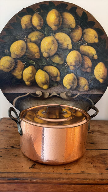 Alternative view of Vintage French Hammered Copper Cooking Pot with Lid