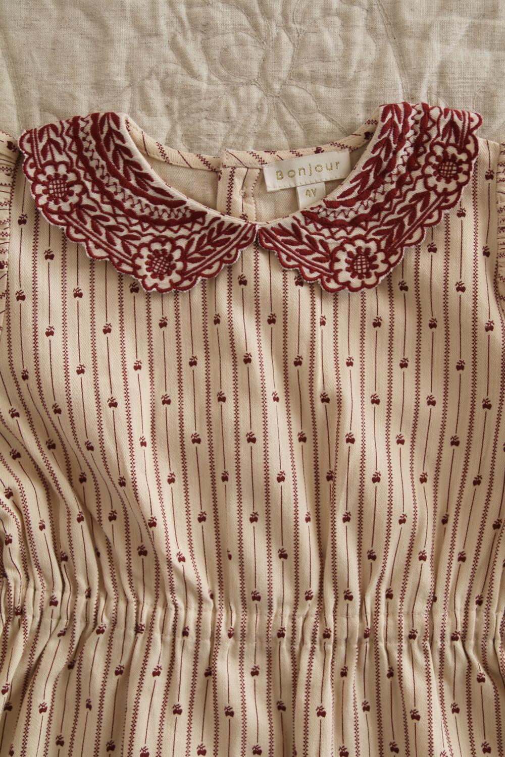 Bonjour Diary Embroidered Dress Provencal Stripes 6 Bonjour Diary Embroidered Dress Provencal Stripes - Image 6