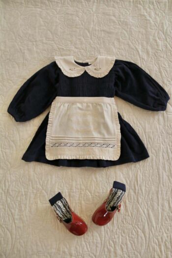 Bonjour Diary Navy Corduroy Tunic and Matching Apron