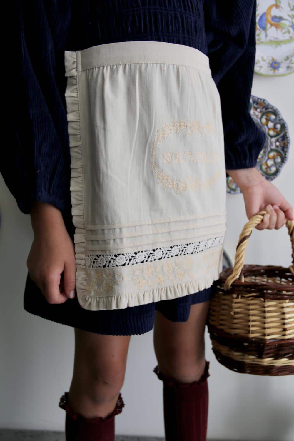 Bonjour Diary Navy Corduroy Tunic and Matching Apron 3 Bonjour Diary Navy Corduroy Tunic and Matching Apron - Image 3