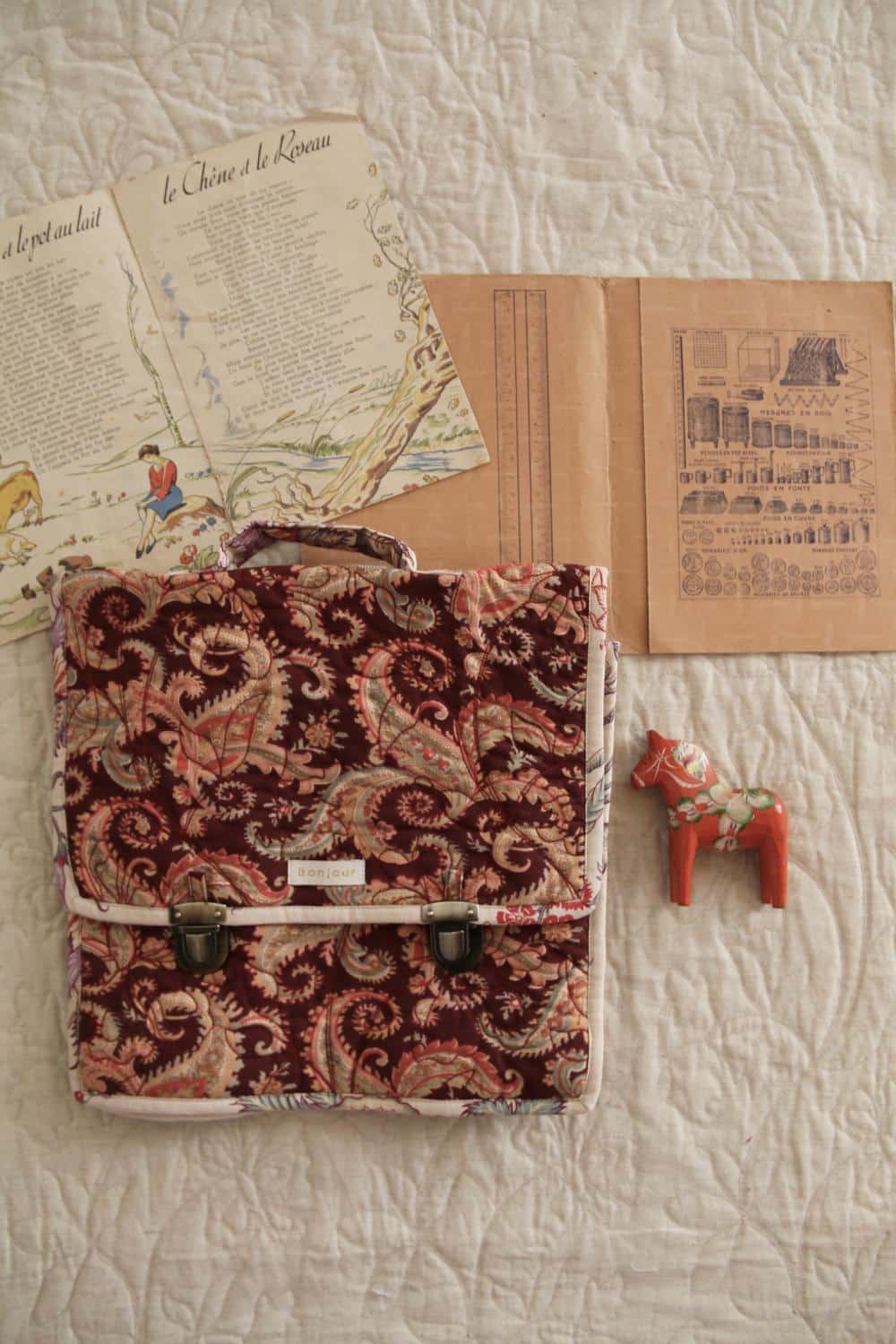 Bonjour Diary Quilted Satchel Cashmere Burgundy 1 Bonjour Diary Quilted Cashmere Satchel Burgundy