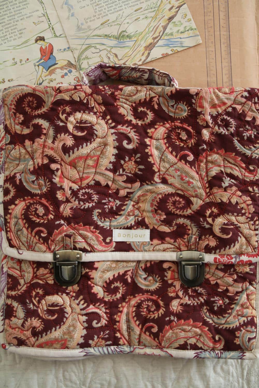 Bonjour Diary Quilted Satchel Cashmere Burgundy 4 Bonjour Diary Quilted Satchel Cashmere Burgundy - Image 4
