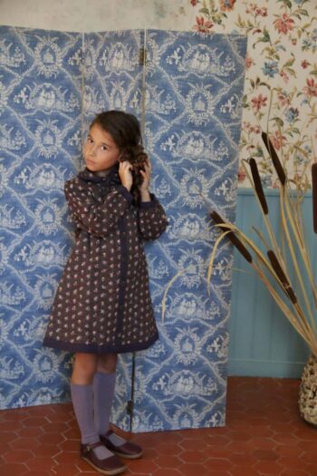 Bonjour Diary Quilted Coat Dress & Scarf Small Bouquet Print