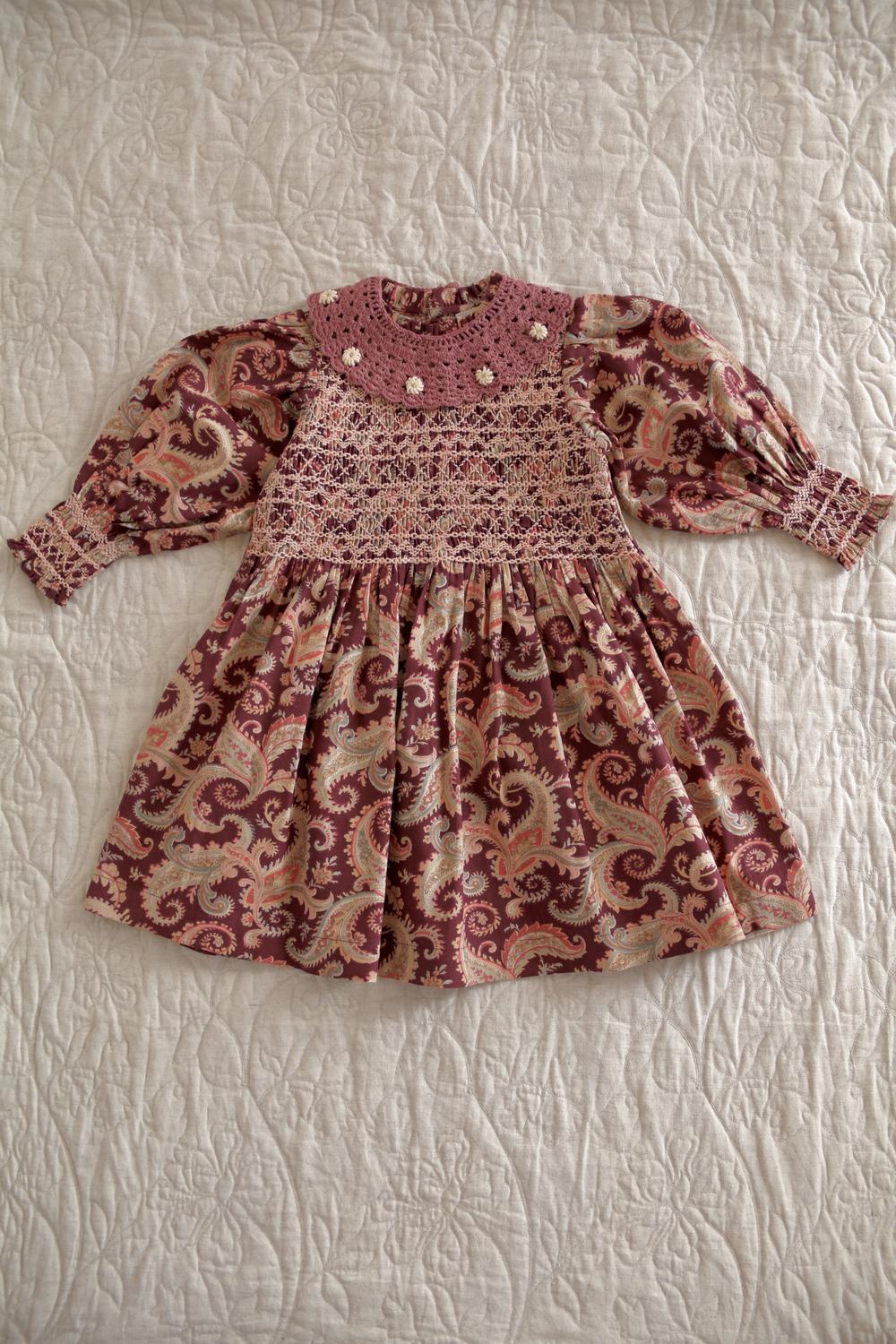 Bonjour Diary Smocked Dress Cashmere Burgundy 1 Bonjour Diary Smocked Dress Burgundy Cashmere