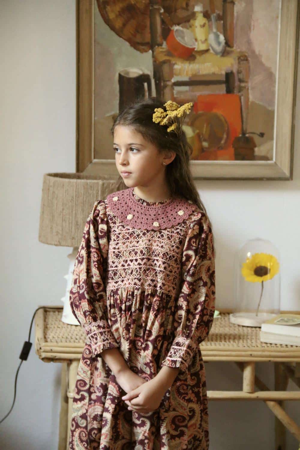 Bonjour Diary Smocked Dress Cashmere Burgundy 3 Bonjour Diary Smocked Dress Cashmere Burgundy - Image 3