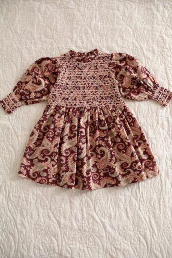 Bonjour Diary Smocked Dress Cashmere Burgundy 12 Bonjour Diary Smocked Dress Cashmere Burgundy - Image 6