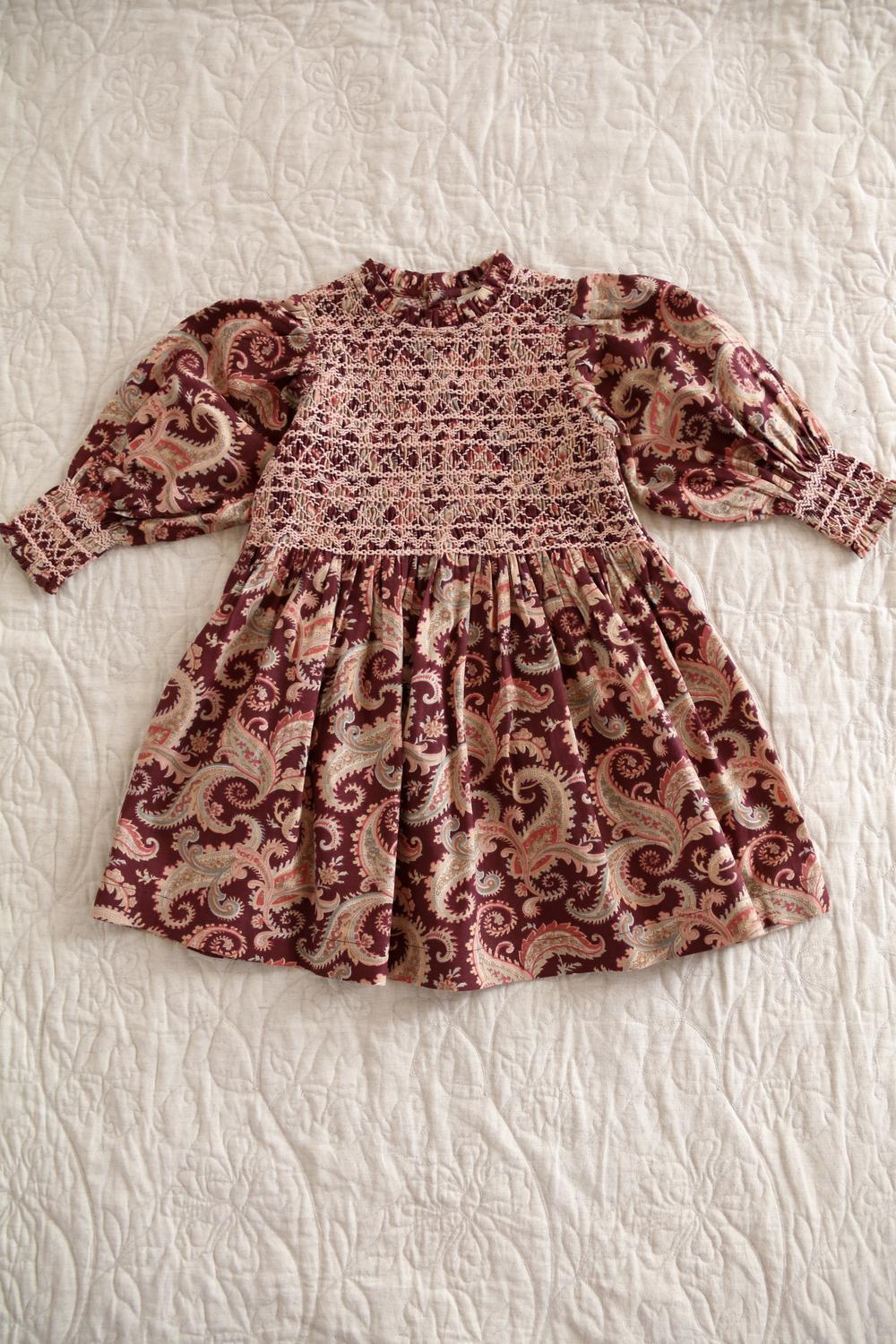 Bonjour Diary Smocked Dress Cashmere Burgundy 6 Bonjour Diary Smocked Dress Cashmere Burgundy - Image 6