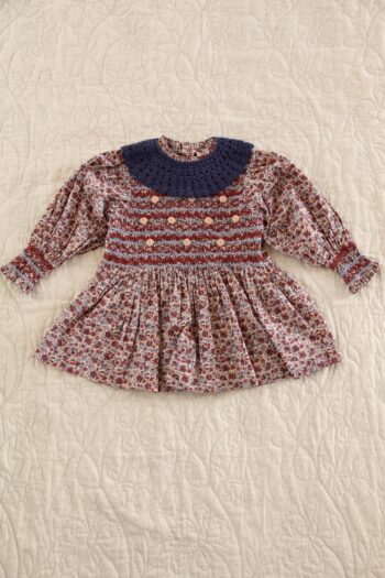 Bonjour Diary Smocked Floral Blouse with Crochet Collar