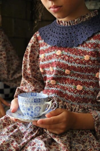 Bonjour Diary Smocked Floral Blouse with Crochet Collar - Image 4
