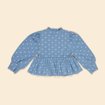 APOLINA MYA PEPLUM JERSEY TOP - MOUNTAIN CALICO BLUE_1