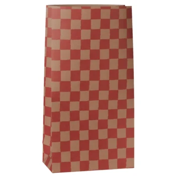Maileg Gift Bag Medium Checker Powder-Red (Pack of 5)