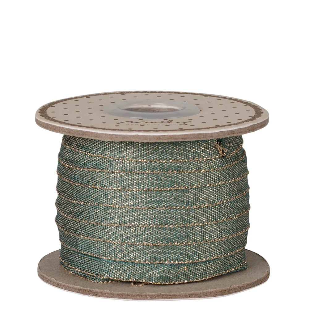 Maileg Ribbon 25m Green-Gold (Preorder Sept) 1 Maileg Ribbon 25m Green-Gold _ Decorative Gift Ribbon