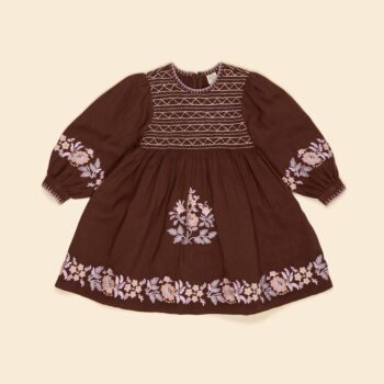 Apolina Noemie Embroidered Dress Dark Chocolate