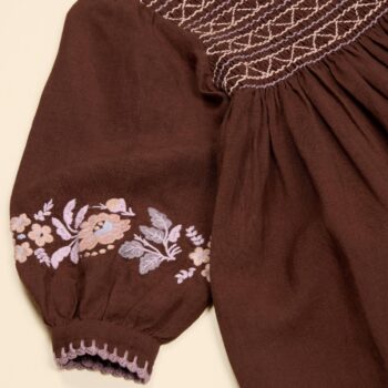 Apolina Noemie Embroidered Dress Dark Chocolate