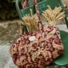 Suranne Diary Quilted Bowling Bag Cashmere Burgundy with handles
