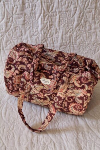 Suranne Diary Quilted Bowling Bag Cashmere Burgundy with handles